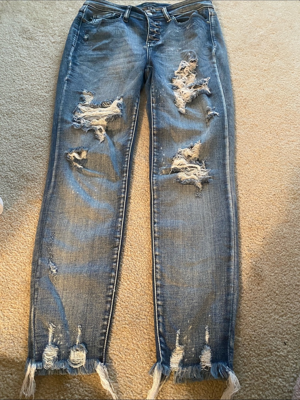 Judy blue size 7/28 distressed skinny fit jeans button fly - Picture 8 of 8